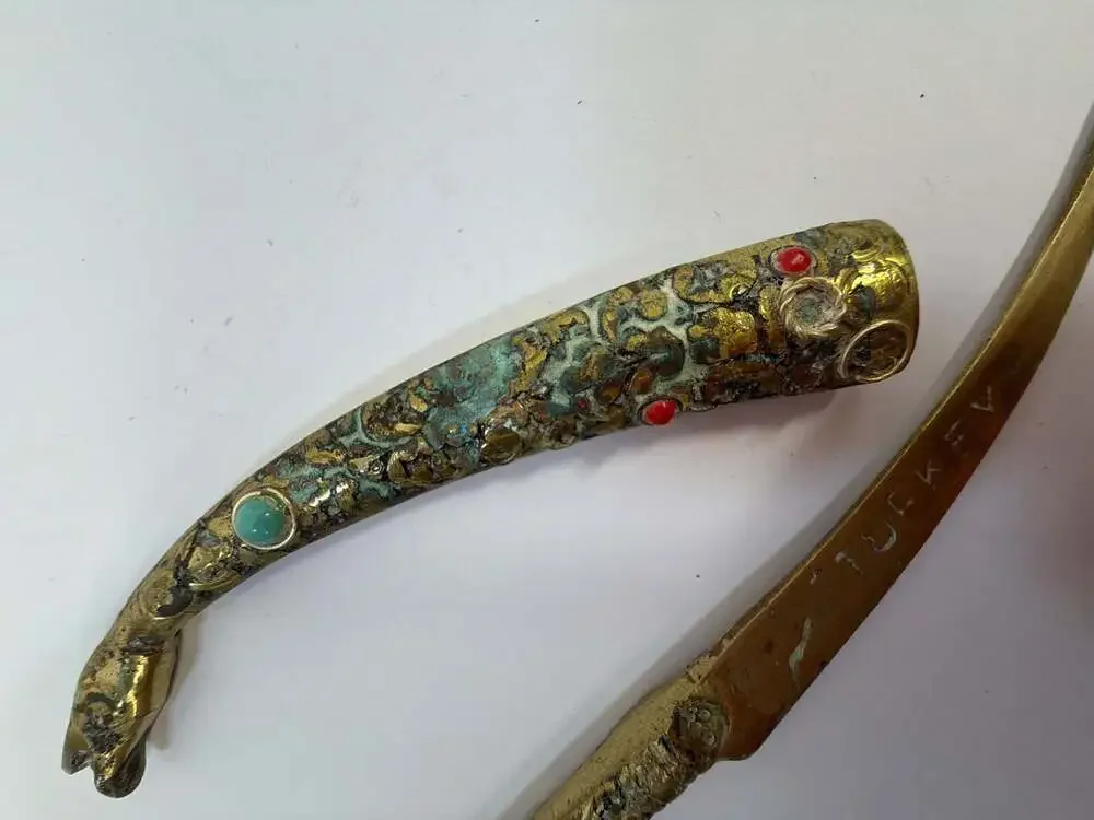 Vintage Ornate Brass Letter Opener with Scabbard‎ Marked Turkey